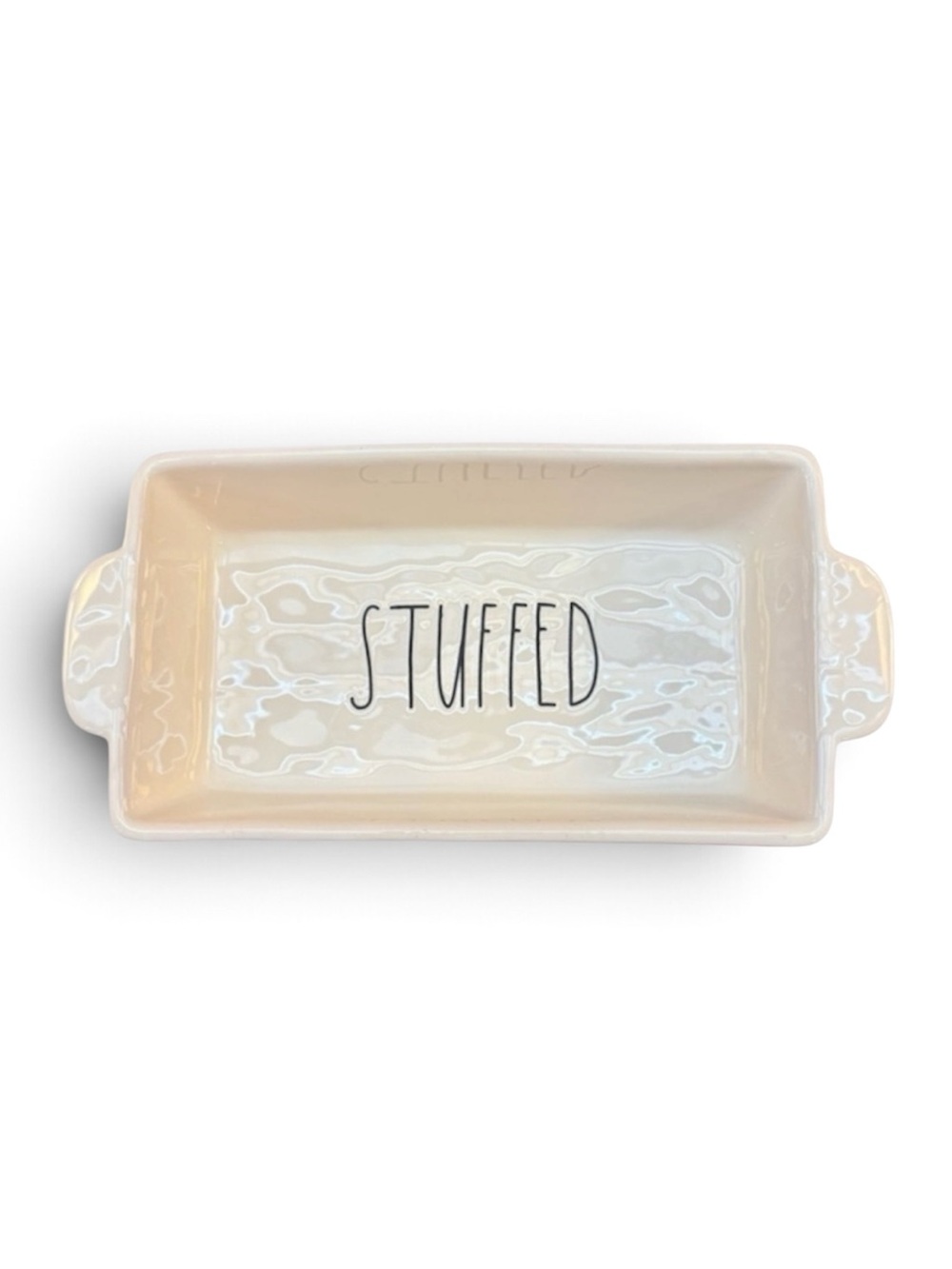 Rae Dunn “STUFFED” Ceramic Baking Dish Casserole Pan w/ Handles Cream